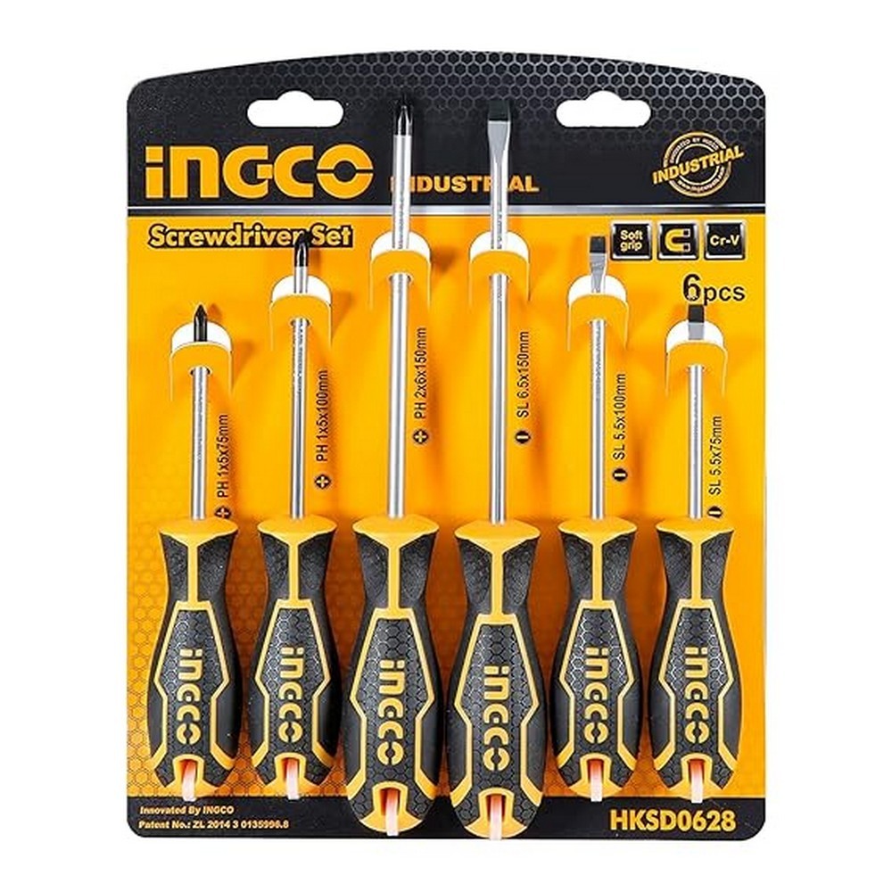 Ingco HKSD0628 6 Pcs Magnetic Tips Ergonomic Handle Screwdriver Set_2