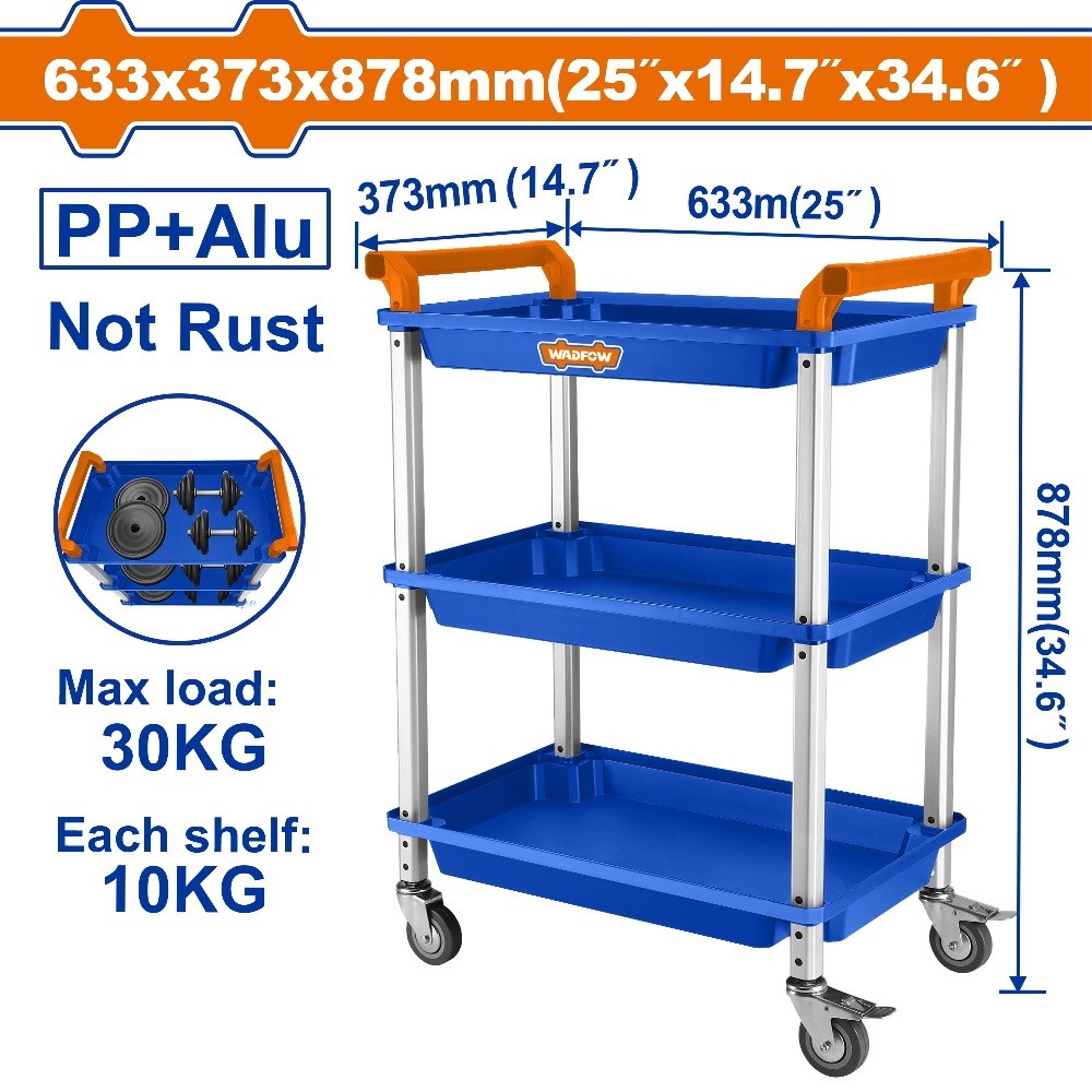 Wadfow WWB5307 3 Tires PP+Aluminium Tool Cart_1