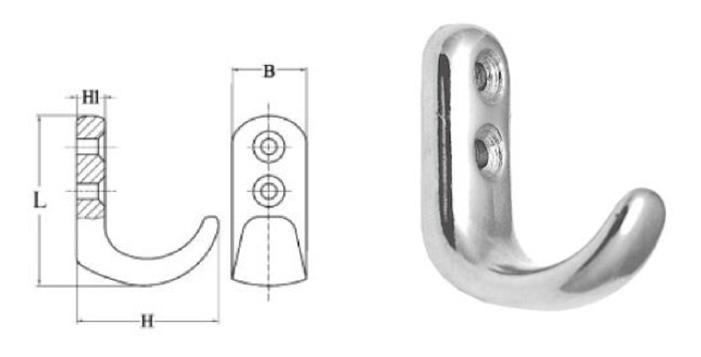 CH3139A 316 Stainless Steel Precision Cast Single Coat Hook_2