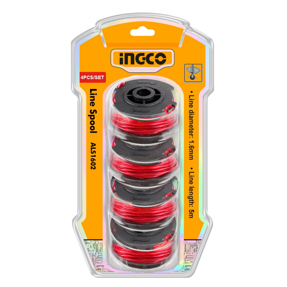 Ingco ALS1602 1.6MMØ X 5M Grass Trimmer Line Spool - 4 Pieces/Pack_1