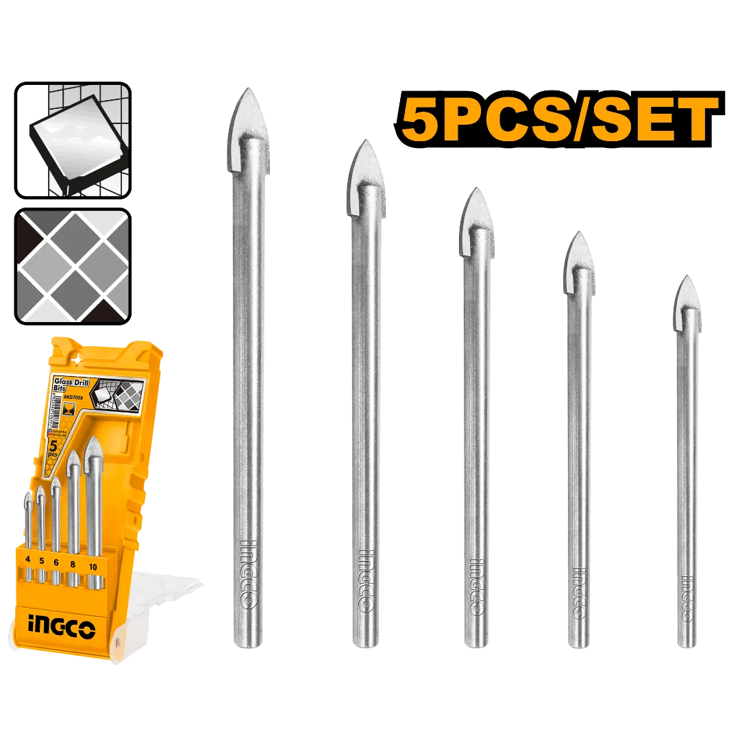 Ingco AKD7058 5-Pieces Glass and Tile Drill Bit Set_1