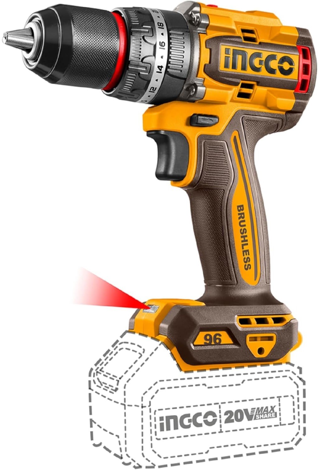 Ingco COSLI250586 2 x 20V 850Nm Impact Wrench + 96 Nm Impact Drill Set Set_3