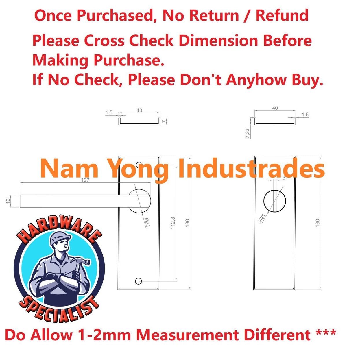 Hardware Specialist HS100 Stainless Steel BTO Toilet Bi-Fold Lever Handle_3