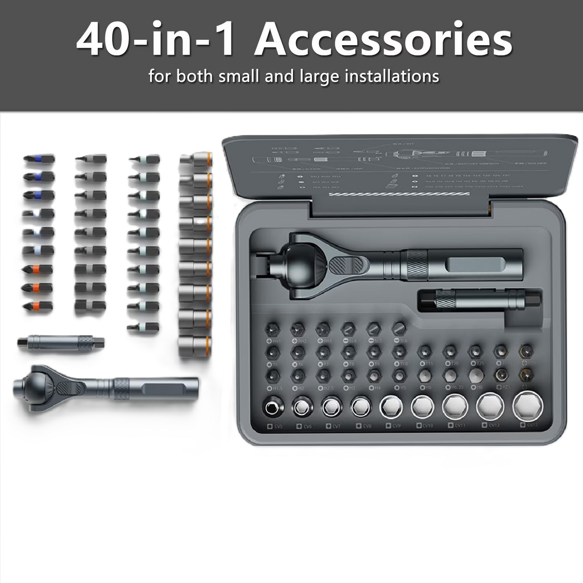 40 In 1 CR-V Multi-Bit Magnetic Ratchet Screwdriver Set_2
