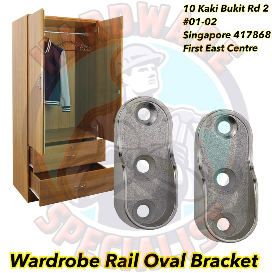 Wardrobe Hanging Rail Oval Support Bracket (1 Pair)_3371