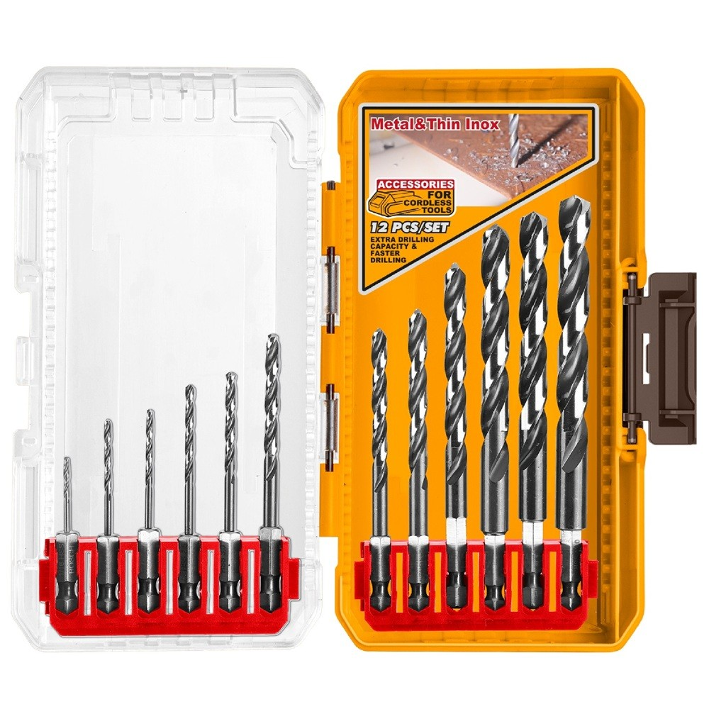 Ingco AKDL11206 HSS 12 Pieces Hex Shank Drill Bit Set