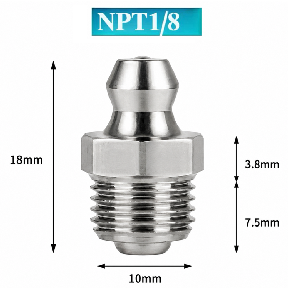 SS304 NTP 1/8 Straight Nipple Grease