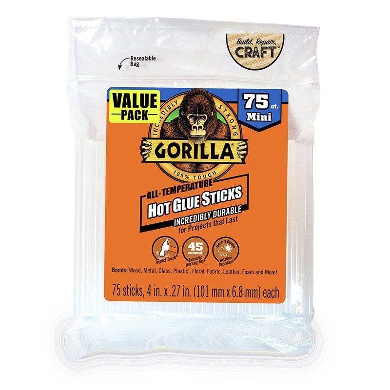Gorilla Mini Size Hot Glue Sticks - 4 inch x 0.27 inch