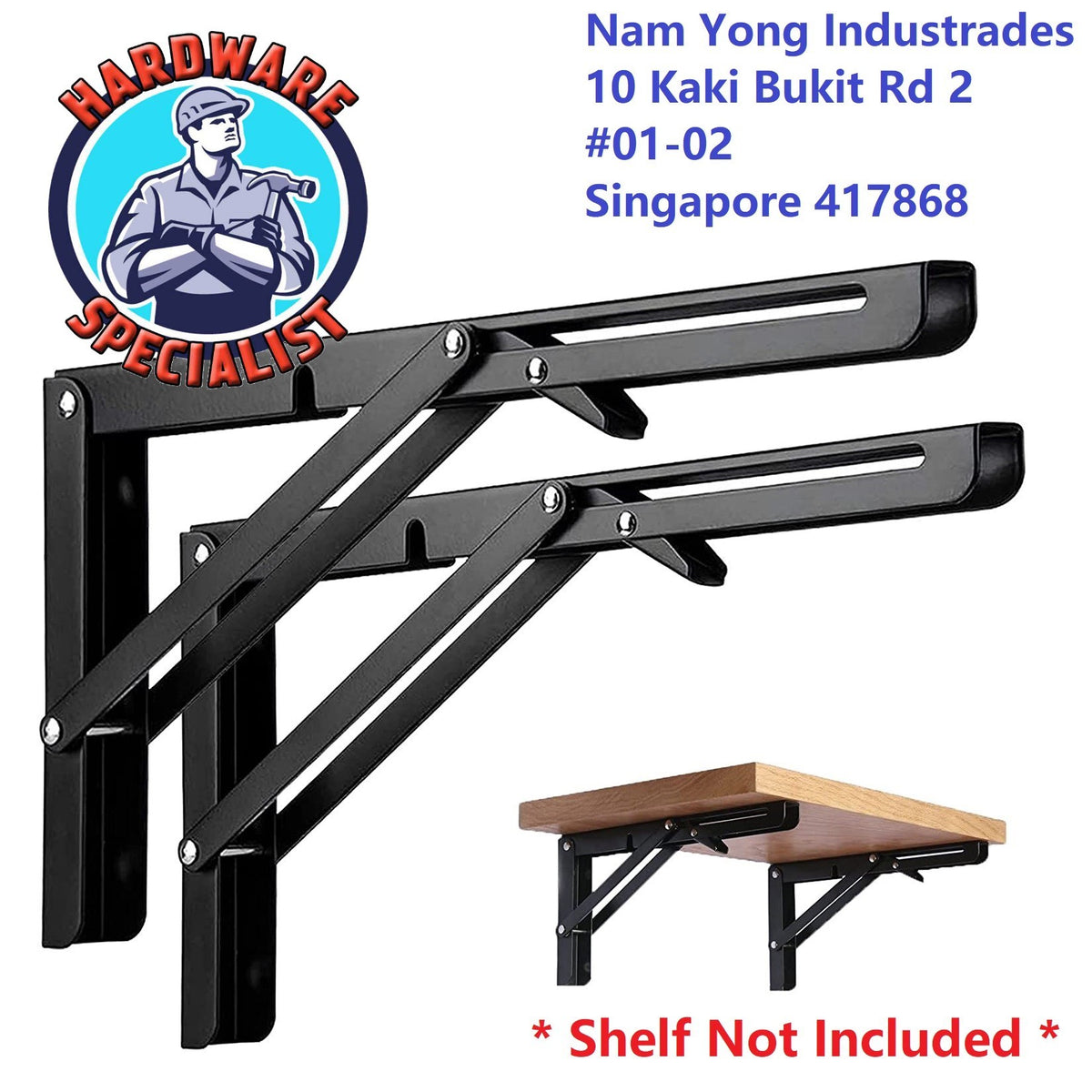 Hardware Specialist Heavy Duty Black Foldable L Bracket