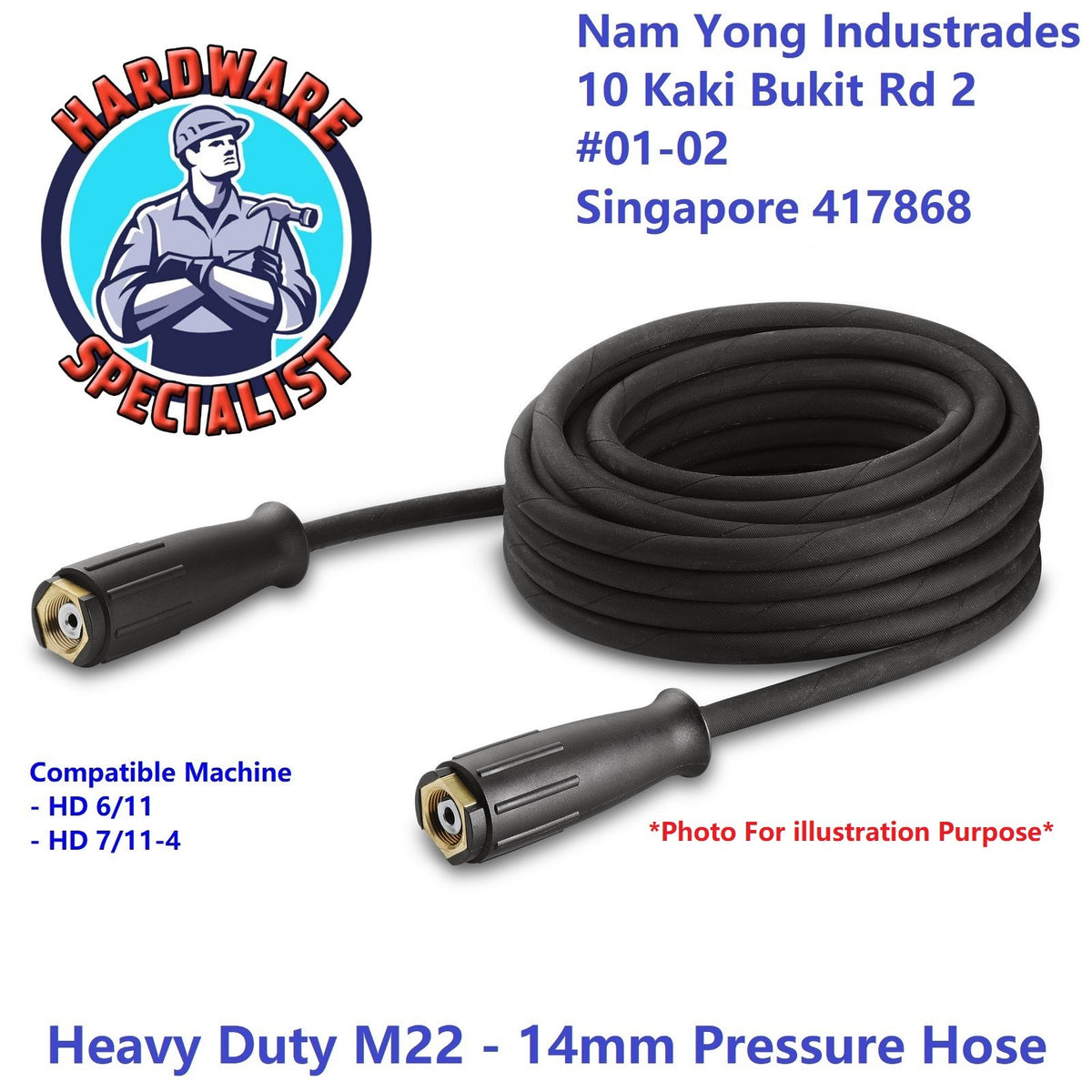Hardware Specialist 1/4 Heavy Duty Pressure Hose For Karcher HD Pressure Washer