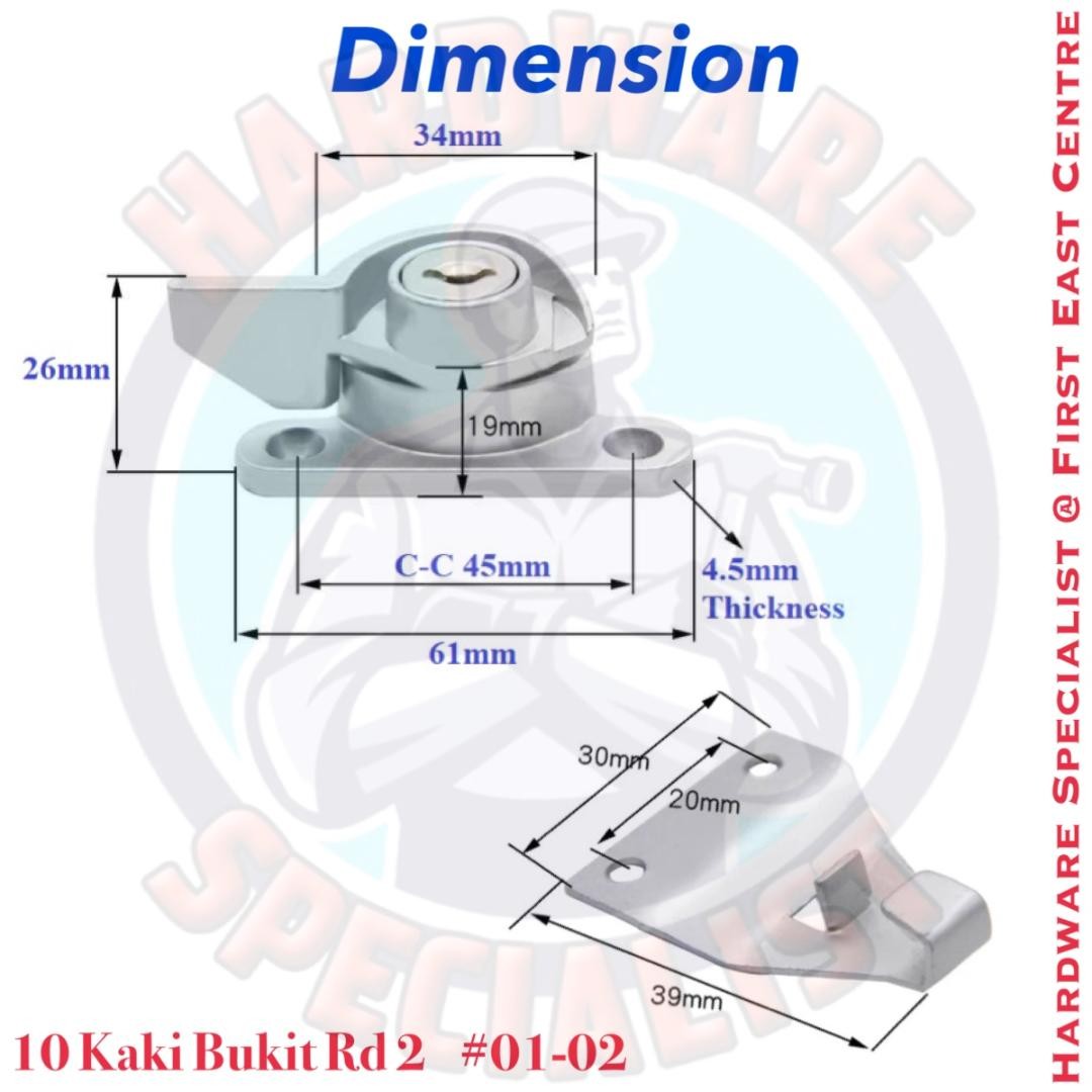 HDB Sliding Crescent Window Lock 4900 (key)