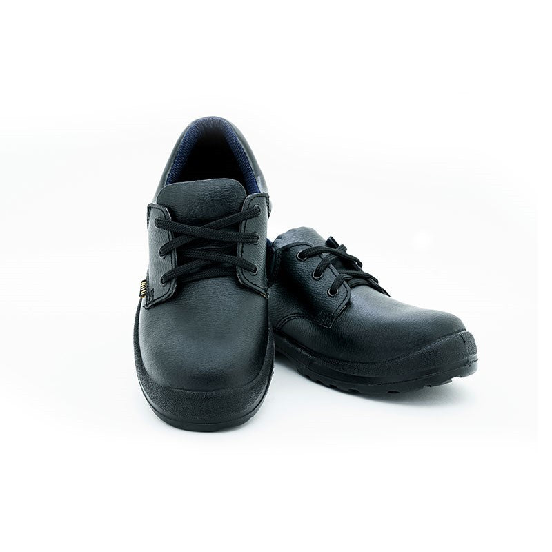Nitti Low Cut Leather Safety Shoe with Shoe Lace - Black