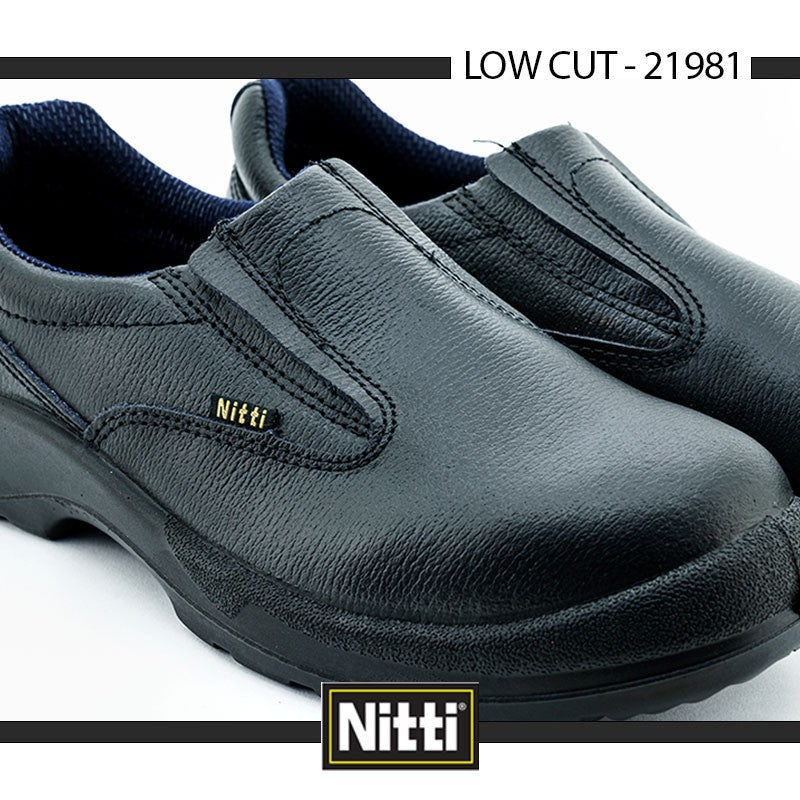 Nitti Low Cut Slip-on Leather Safety Shoe - Black