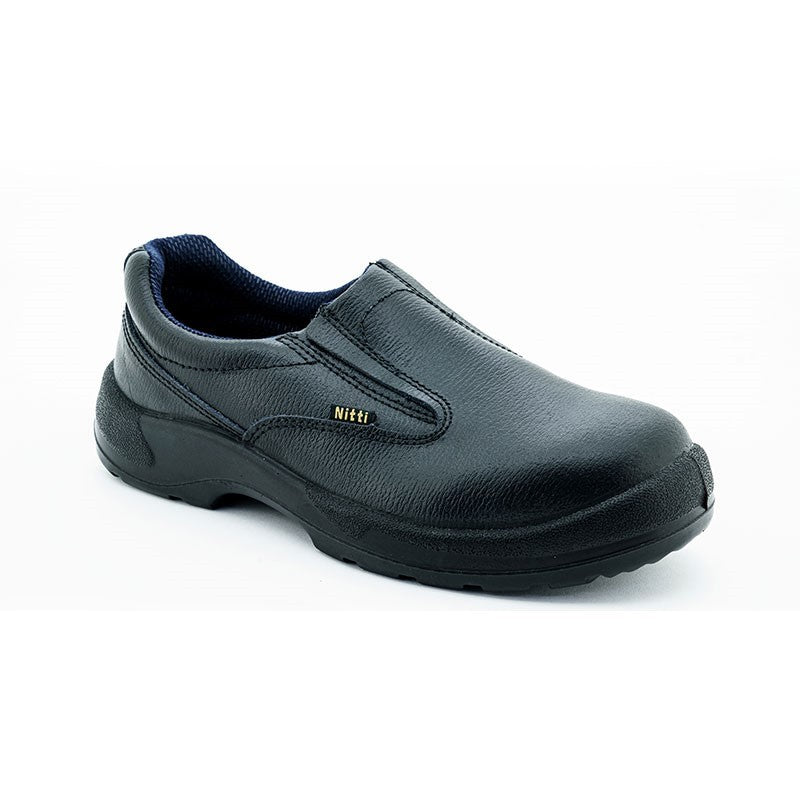 Nitti Low Cut Slip-on Leather Safety Shoe - Black
