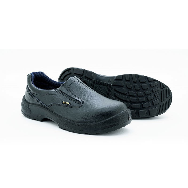 Nitti Low Cut Slip-on Leather Safety Shoe - Black