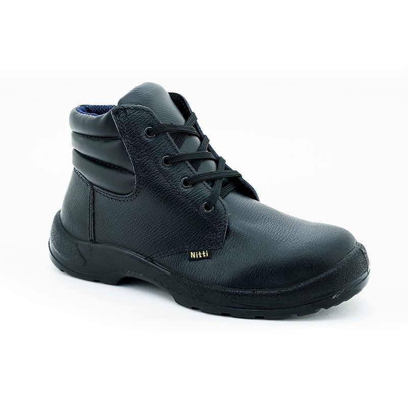 Nitti Mid Cut Safety Shoe with Shoe Lace - Black