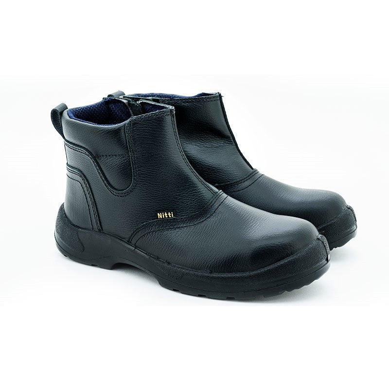 Nitti Mid Cut Safety Shoe with Side Zip - Black