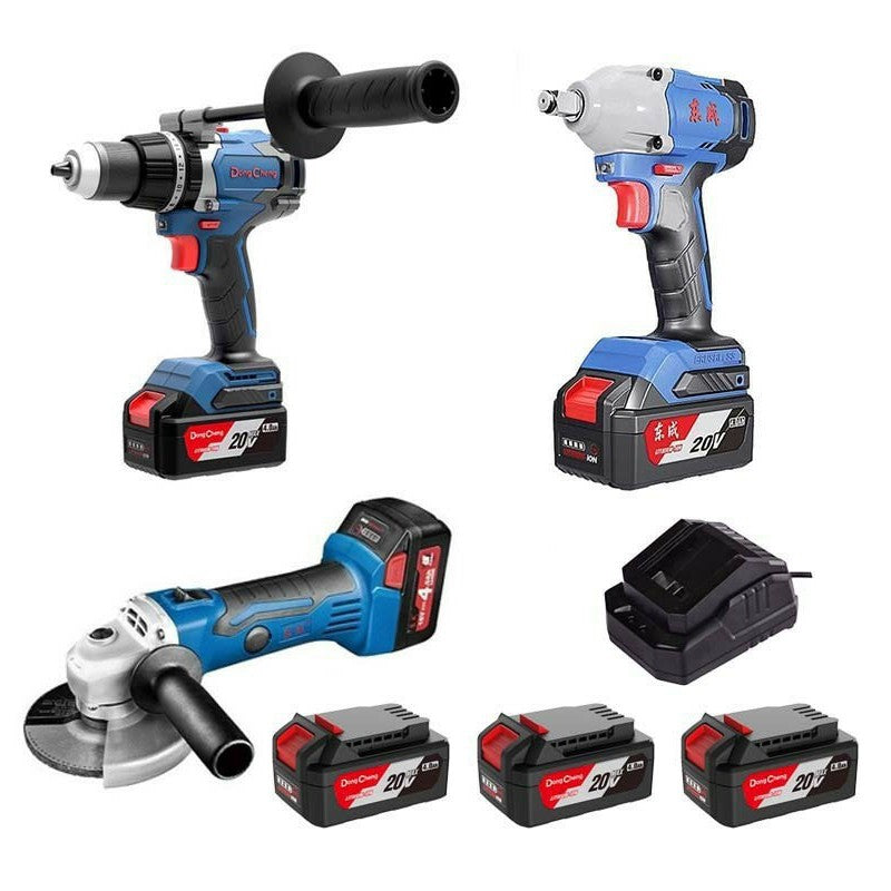 Dong Cheng Cordless Combo Kit - (Impact Wrench/Angle Grinder/Hammer Drill)