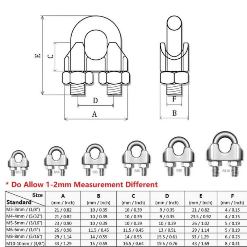 Stainless Steel 304 Wire Rope Clip Clamp/Cable Clamp