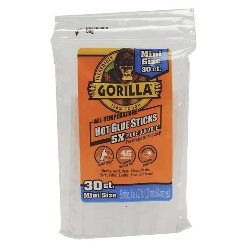 Gorilla Mini Size Hot Glue Sticks - 4 inch x 0.27 inch