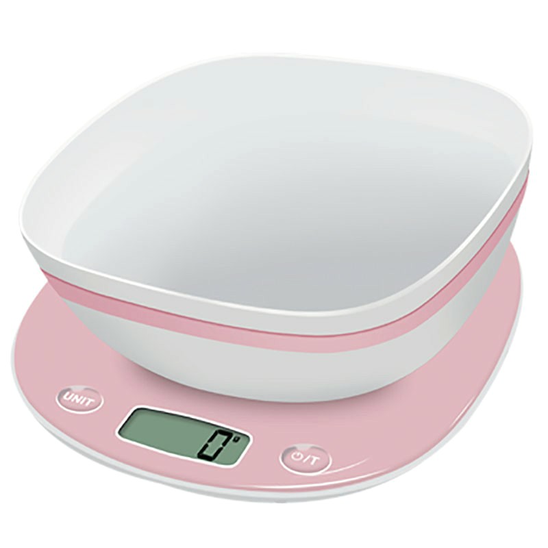 Terraillon Kitchen Scale Pink Macaroon Rose with Bowl