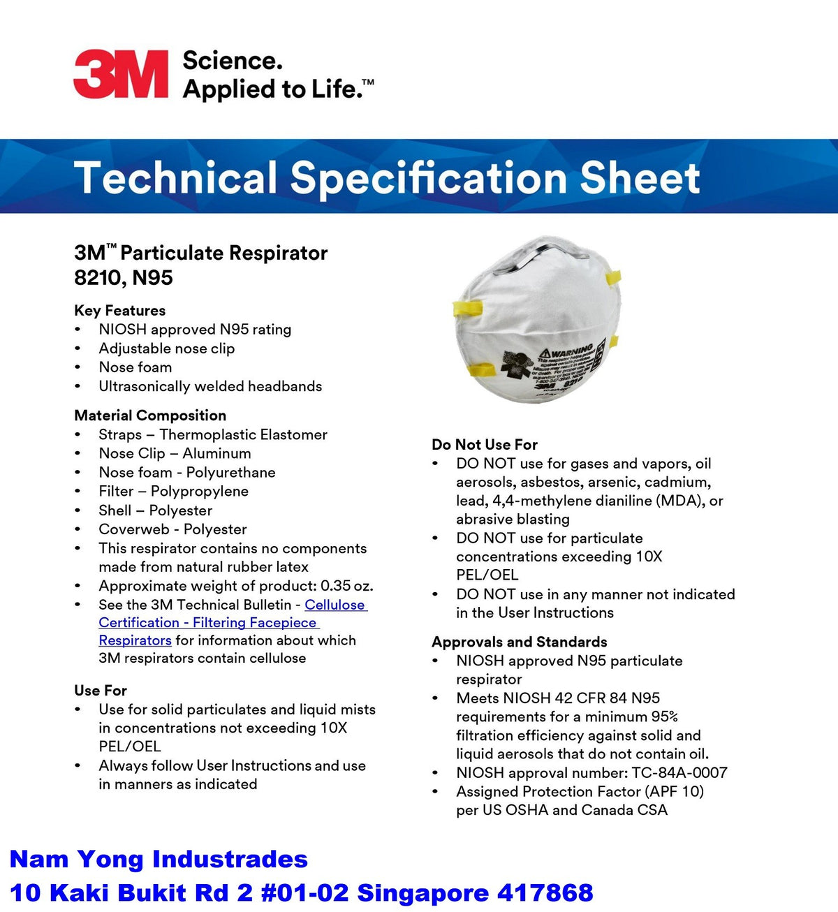 3M N95 Particulate Respirator Mask 8210 (20 Pieces)