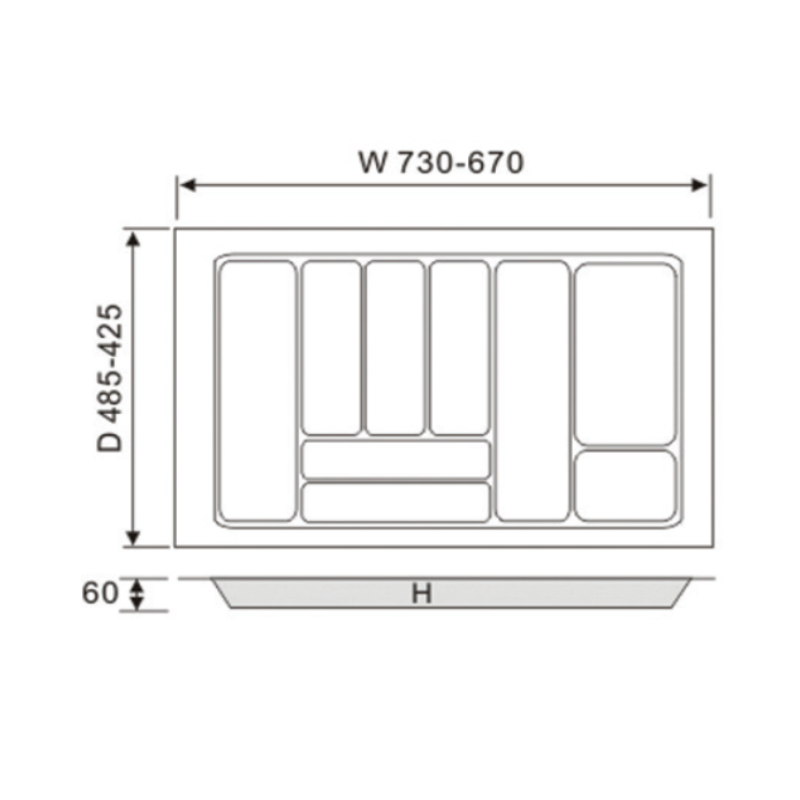 ecoWare Kitchen ABS Cutlery Tray - Grey