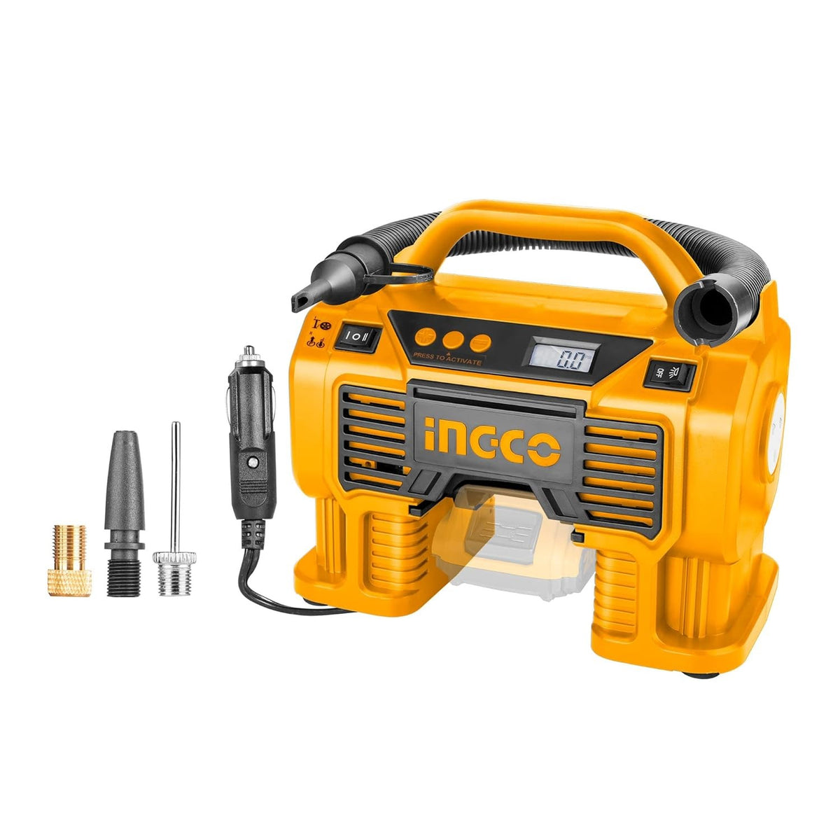 Ingco CACLI2002 20V Portable 160PSI Tyre Inflator Cordless Auto Air Compressor - Bare Unit