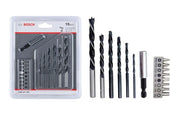 Bosch 15-Piece Straight Shank Wood and Metal Drill Bit Sets