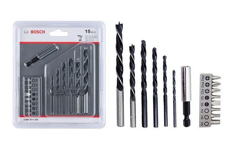 Bosch 15-Piece Straight Shank Wood and Metal Drill Bit Sets