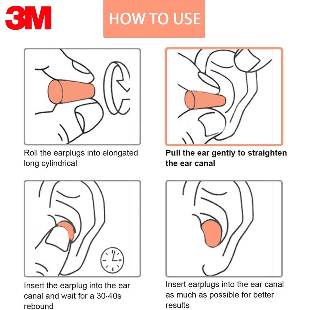 3M 1100 Noise Cancellation Earplugs - Orange