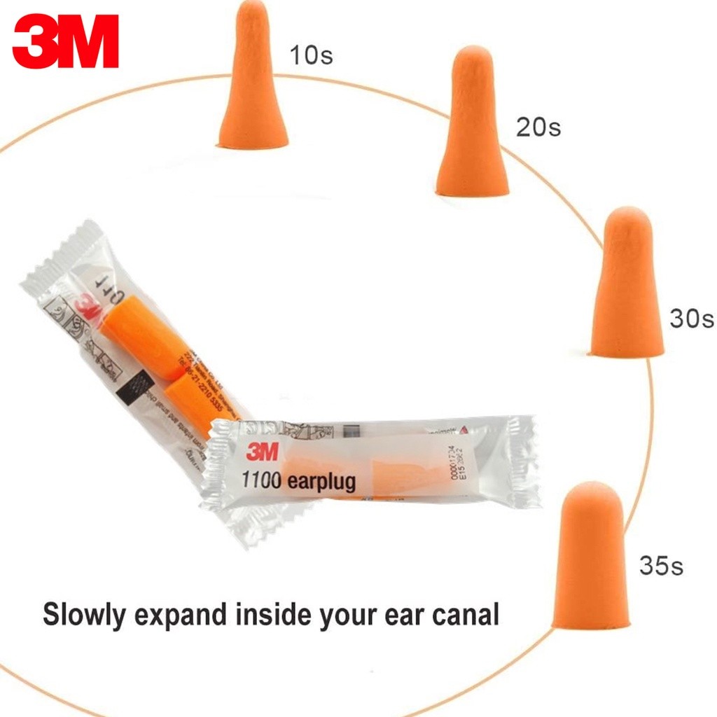 3M 1100 Noise Cancellation Earplugs - Orange