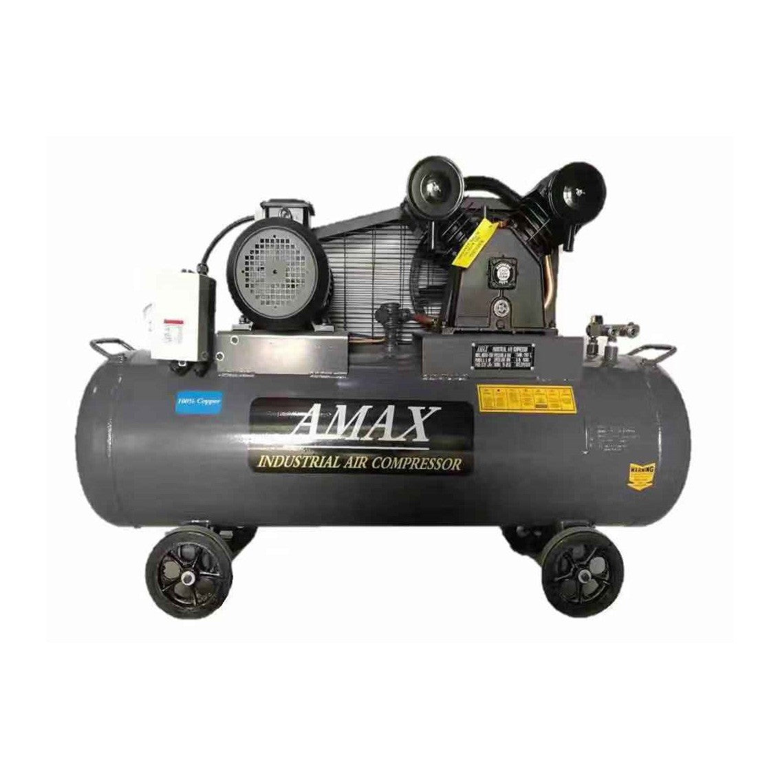Amax AMFS55-180H Air Compressor Belt Drive Single Stage 5.5HP 180L 8 Bar 415V with ASME & MOM Certification - 180 L