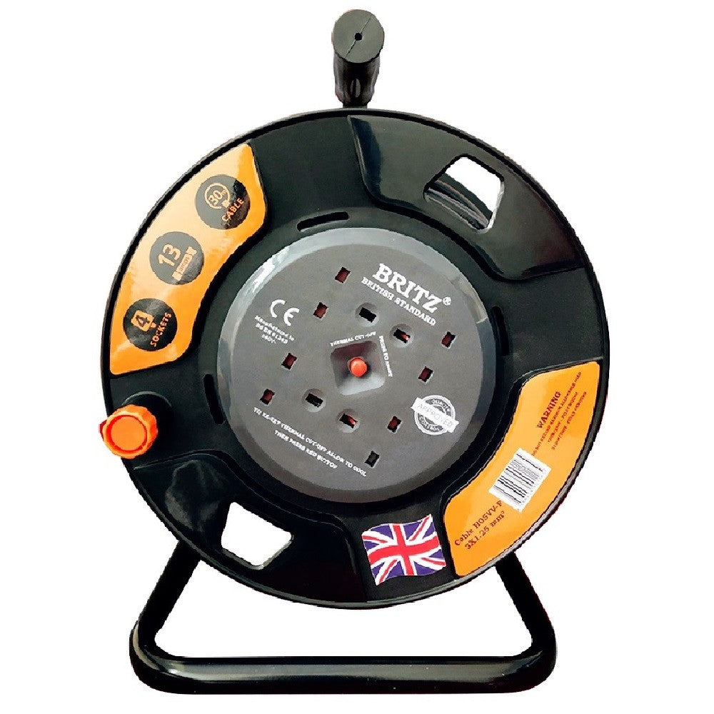 Britz 4X13A Heavy Duty Extension Cable Reel - 30M
