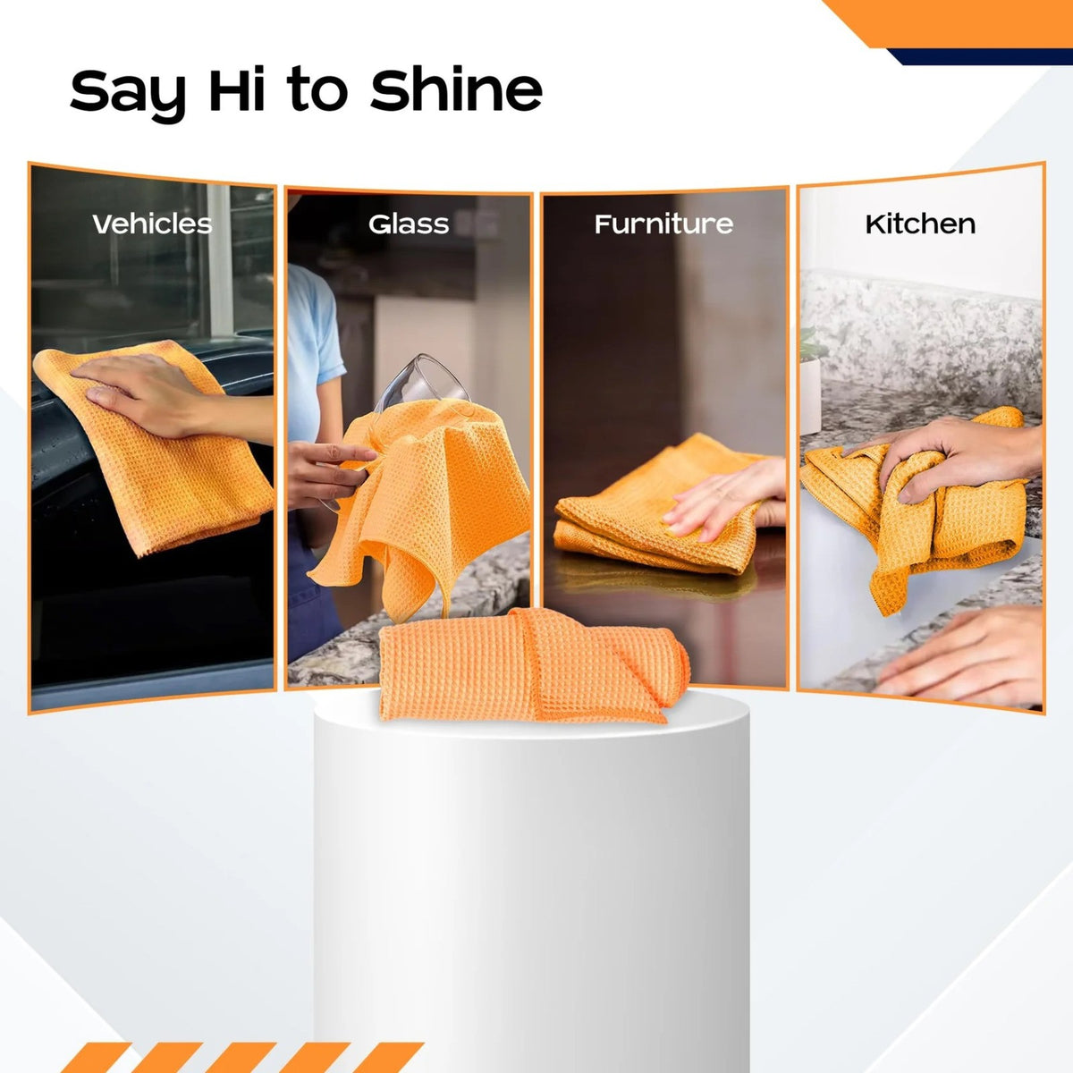 Lint Free High Absorbent Microfiber Cleaning Cloth Orange - 40x40cm