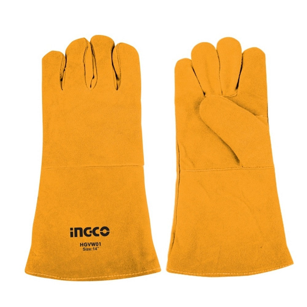 Ingco HGVW01 14 Inch Heat Resistant Cow Split Leather Welding Glove