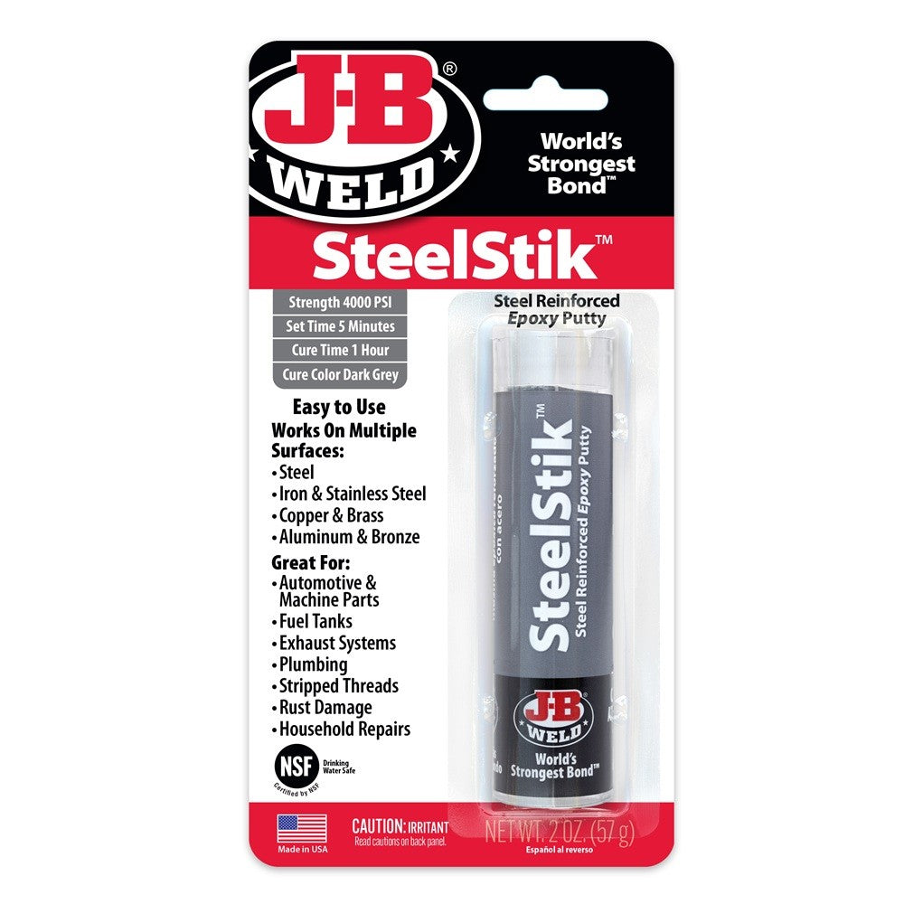J-B Weld 8267 SteelStik Steel Reinforced Epoxy Putty Stick - 2 oz