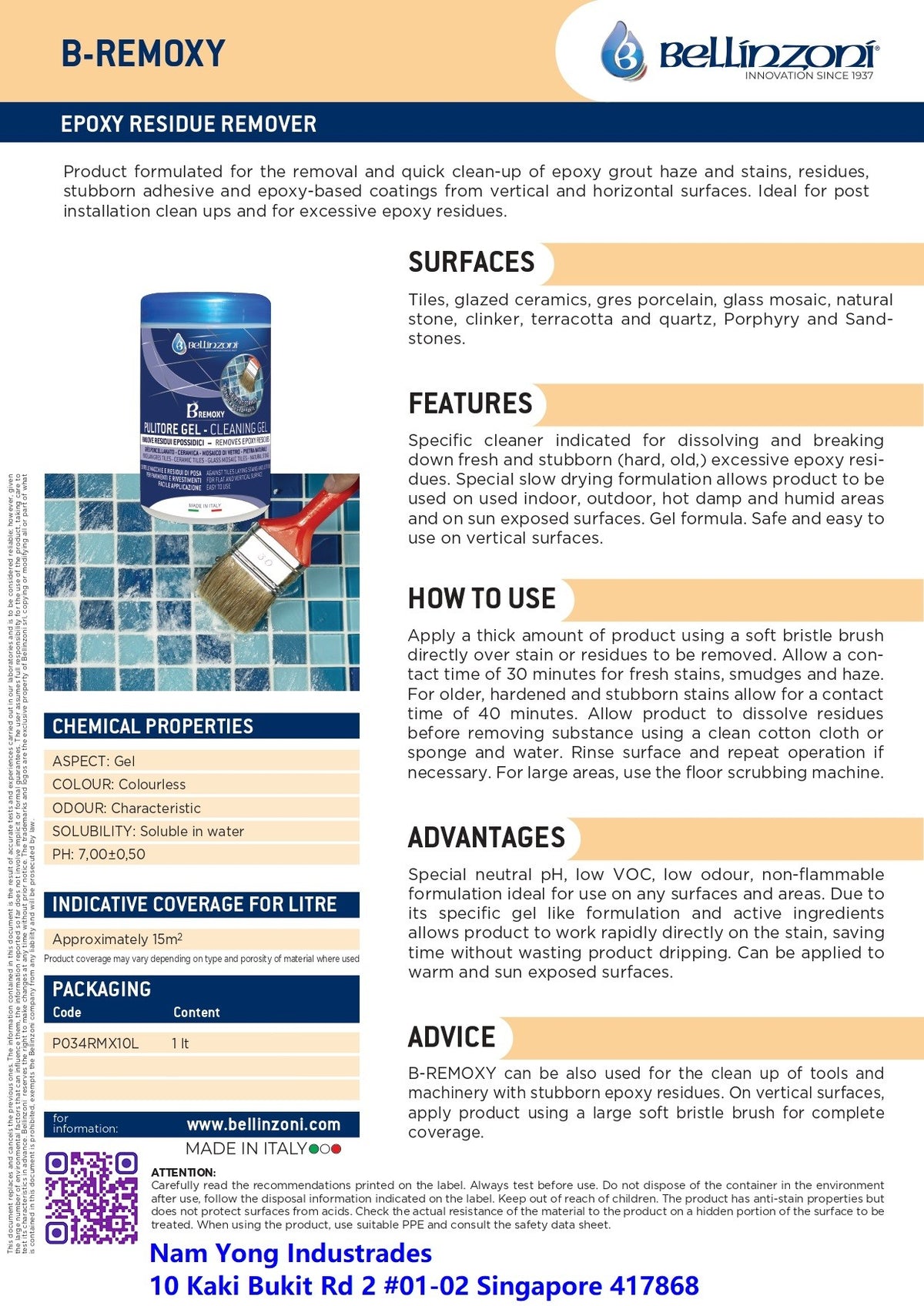 Bellinzoni B-Remoxy Epoxy Grout Haze and Stains Remover