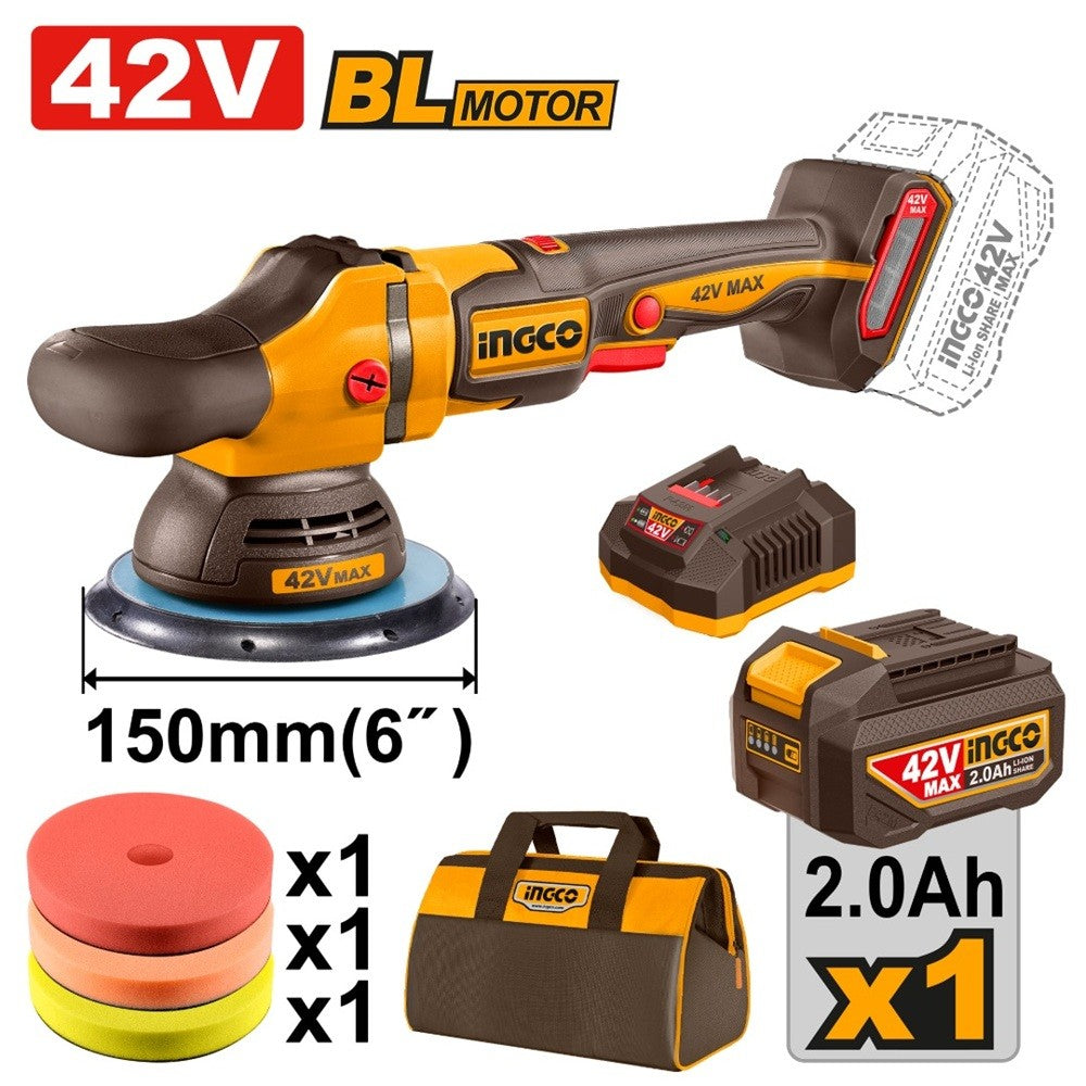 Ingco APLI42151 42V Brushless 6 inch Cordless Dual Action Polisher