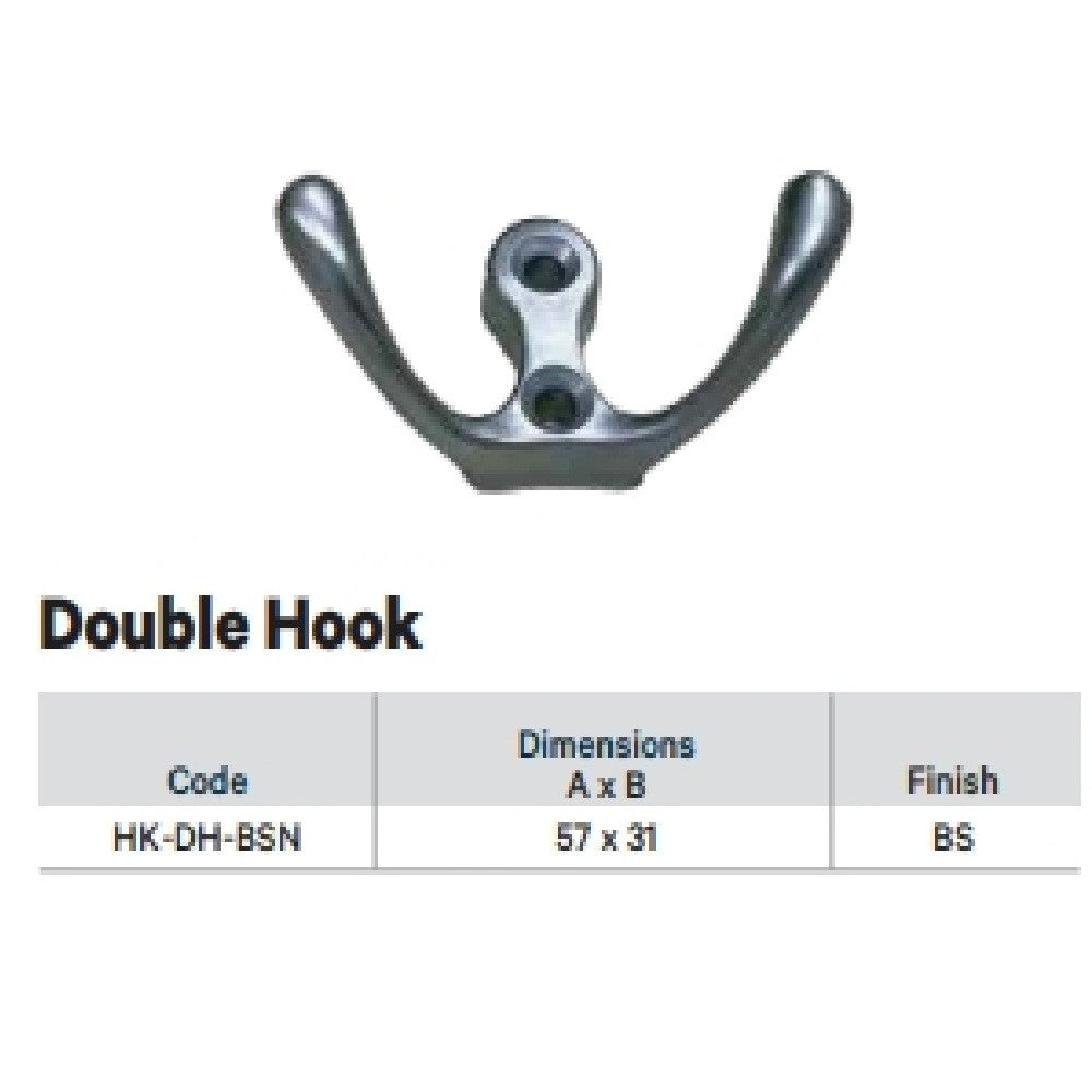 HK-DH-BSN Heavy Duty Brushed Stainless Steel Double Hook