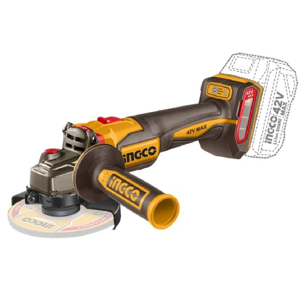 Ingco CAGLI4128102 42V Max Lithium-ion 4-Inch Cordless Angle Grinder Set