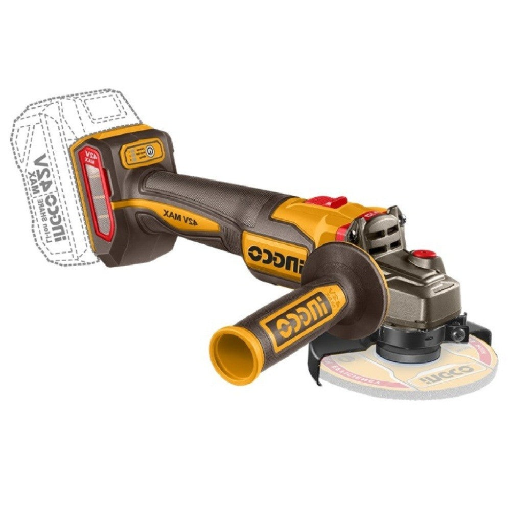 Ingco CAGLI4128102 42V Max Lithium-ion 4-Inch Cordless Angle Grinder Set