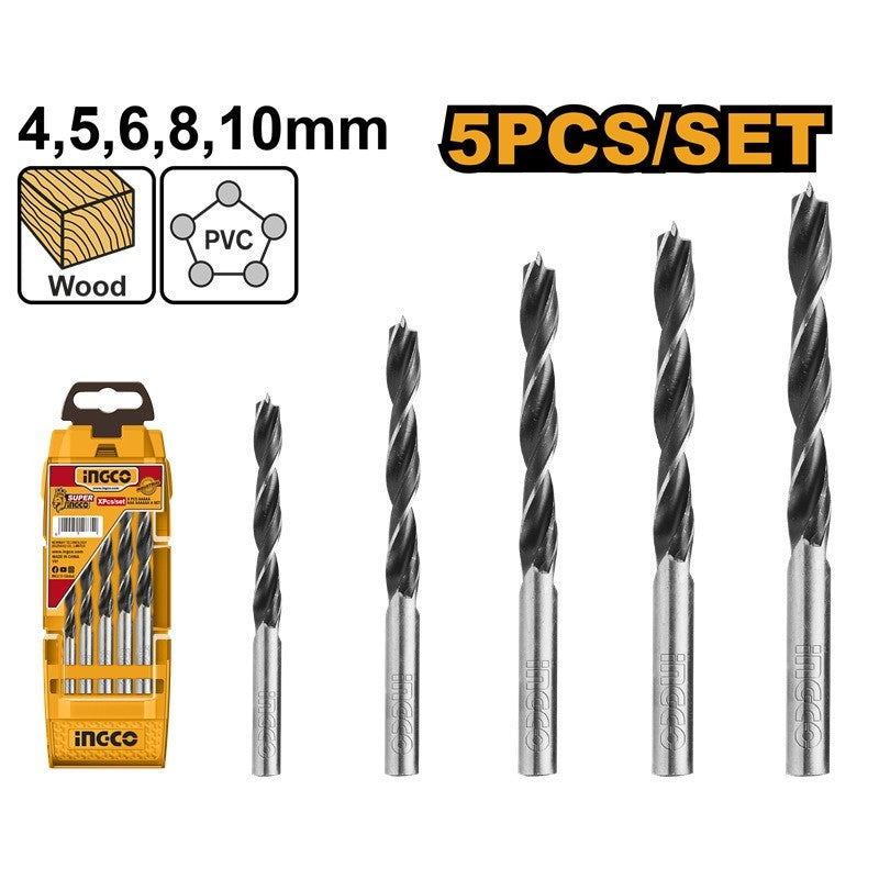 Ingco AKD5058 5-Pieces Wood Drill Bit Set