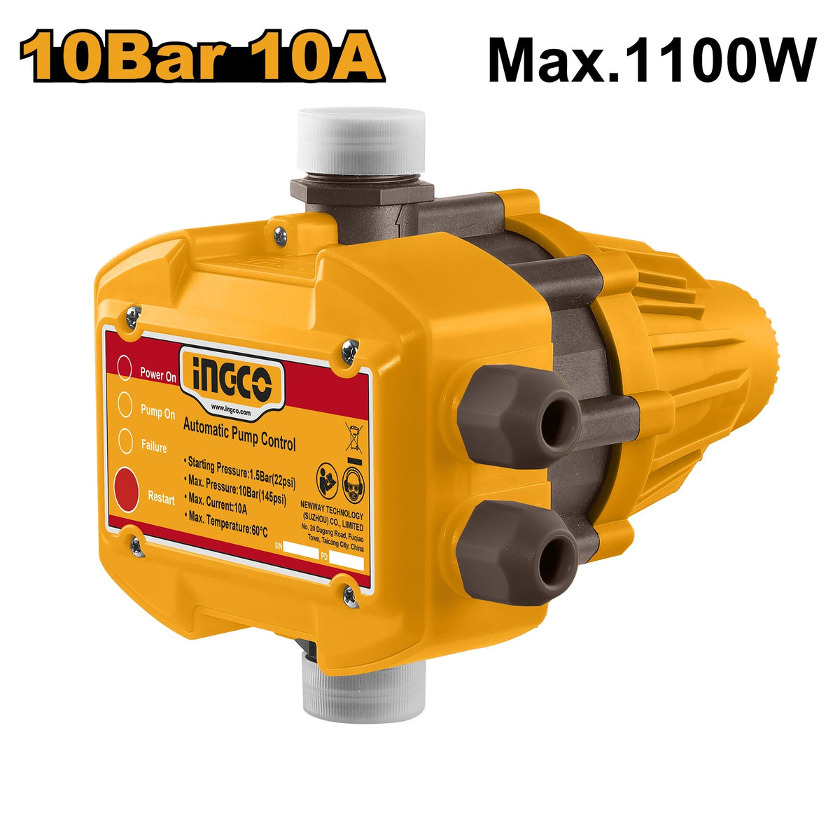 Ingco WAPS001 10 Bar Automatic Pump Control Switch for Water Pump