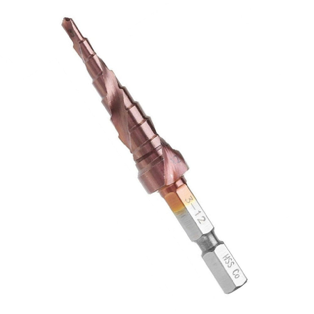 HSS M35 Cobalt Hex-Shank 3-12 mm Spiral Step Drill Bit
