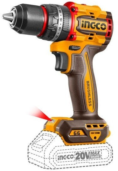 Ingco COSLI250885 20V Lithium-Ion 2.0Ah  3 in 1 Cordless Combo Set - Impact Drill + Lamp + Laser Distance