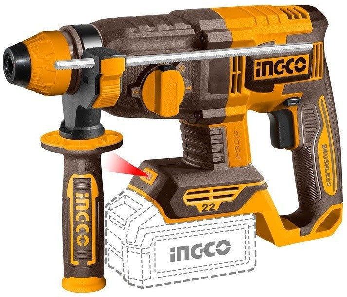 Ingco COSLI250695 20V Lithium-Ion 4-in-1 Cordless Combo Set - Impact Drill + Circular Saw + Rotary Hammer + Blower