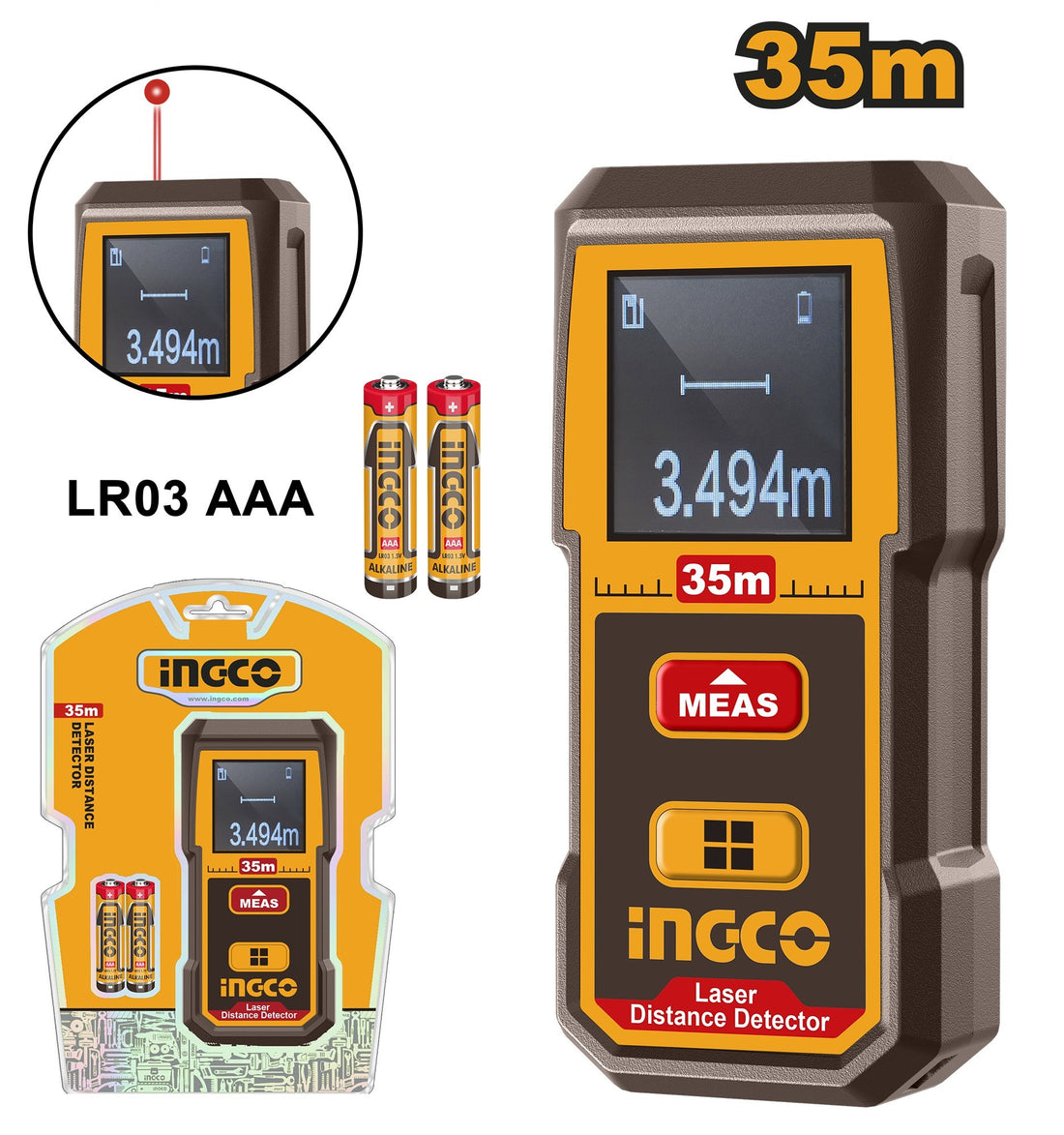 Ingco HLDD0355 35M Range Laser Distance Detector