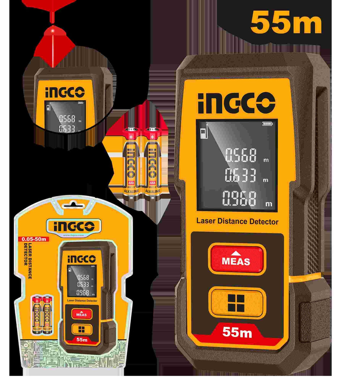 Ingco HLDD05086 55M Range Laser Distance Detector