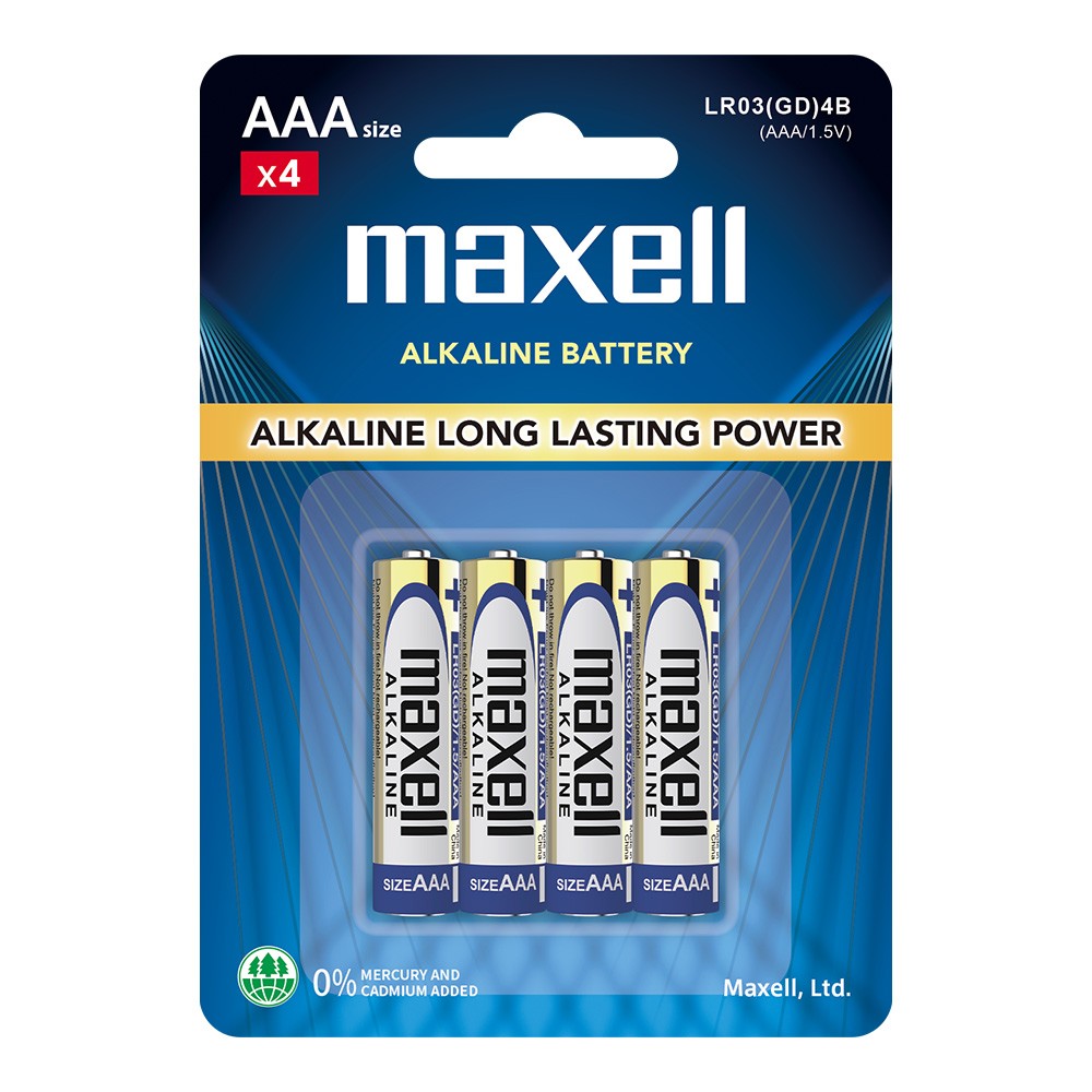 Maxell LR03(GD)4B AAA Alkaline Batteries - 4 Pieces